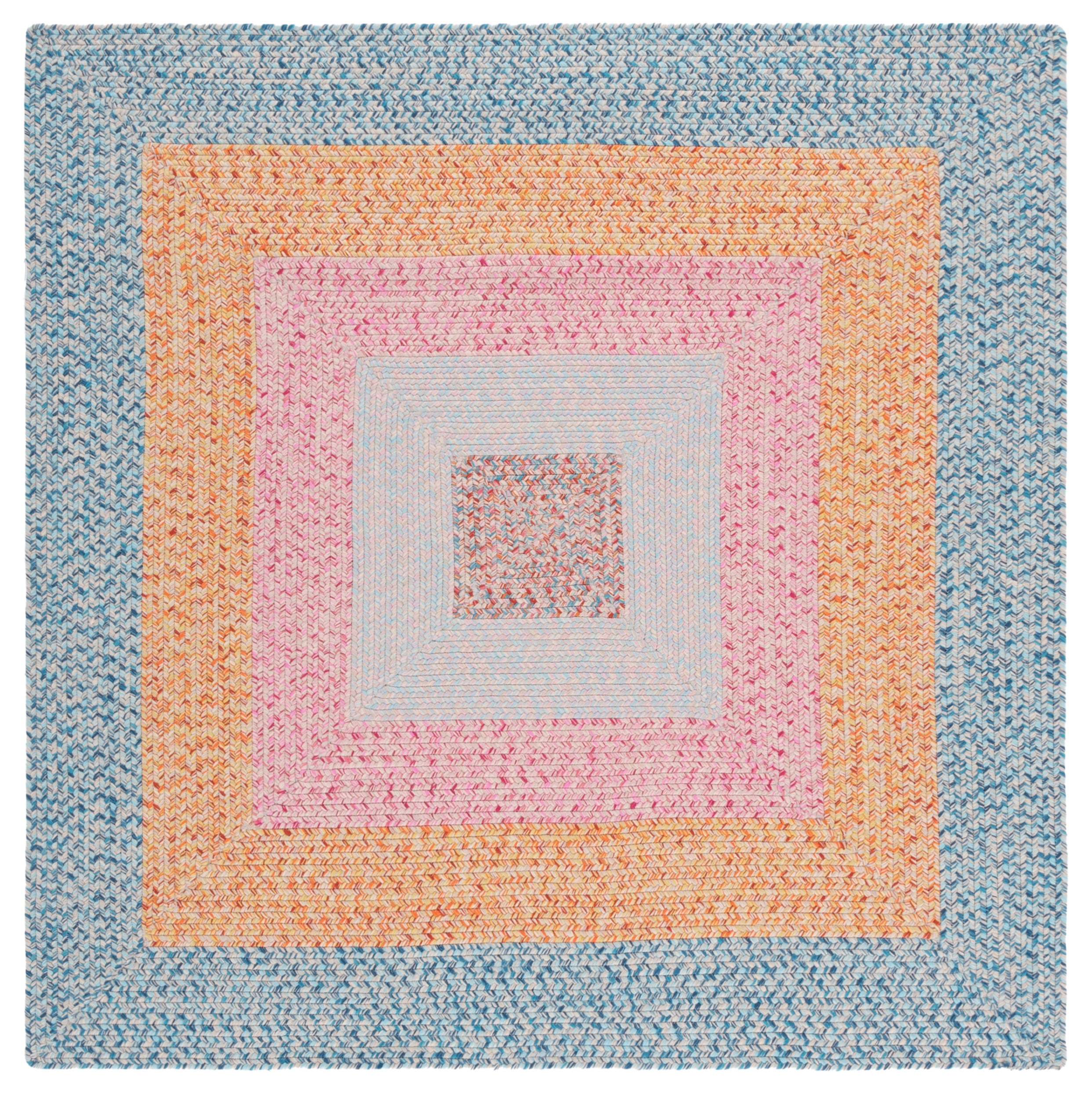 Safavieh Braided 5'-0" x 5'-0" Square Hand Woven Rug in Aqua / Pink