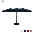 thumbnail image 3 of 15ft Large Patio Umbrella with Solar Lights, Double-Sided Outdoor Market Rectangle Beach Umbrellas with 36 LED Lights, Umbrella Base (Stand) Included, 3 of 9