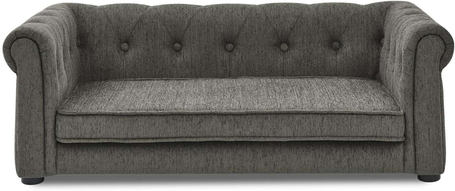 Elegant Pet Sofa, Premium Tufted Fabric Dog Couch, Comfortable & Stylish Pet Furniture, Perfect for Medium to Large Dogs, 38.9"x23.2"x13.7" H, Dark Gray