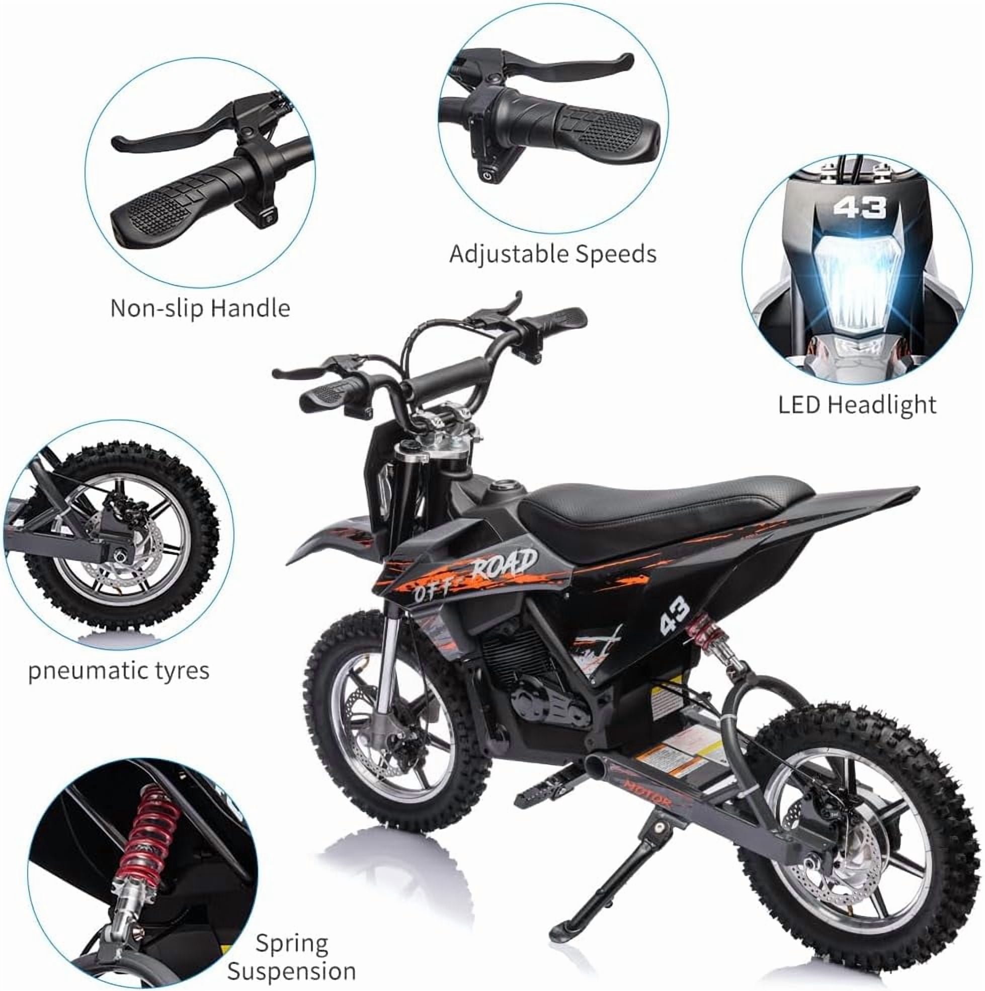 Nasitip Electric 350W Dirt Bike for Kids 8-16 year - Black