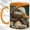 Orange, variant on Daisy Scarf Duck Coffee Mug, Cottage Duck Mug, Ceramic 11 oz
