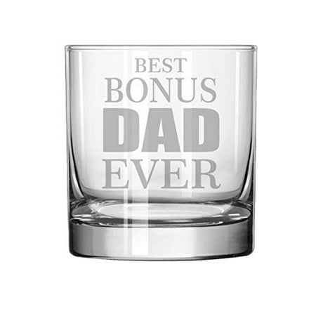 11 oz Rocks Whiskey Highball Glass Step Father Best Bonus Dad (Best Rocks Glasses For Bourbon)