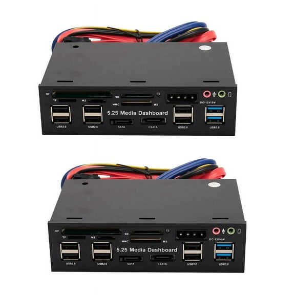2pcs 5.25 Inch Usb 3.0 Front Panel Pc Usb 3.0/2.0 Hub E- Audio Multi Card Reader