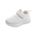 thumbnail image 2 of pwidon Toddler Velcro Strap Sneakers Breathable Knit Mesh Non Slip Flexible Kids Walking School Shoes White 28, 2 of 9