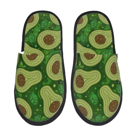 Balery Big Colorful Avocados Slient Indoor Furry Fleece Comfort House Shoes Soft Non-Slip Home Shoes Cotton slippers House Slippers-- Large