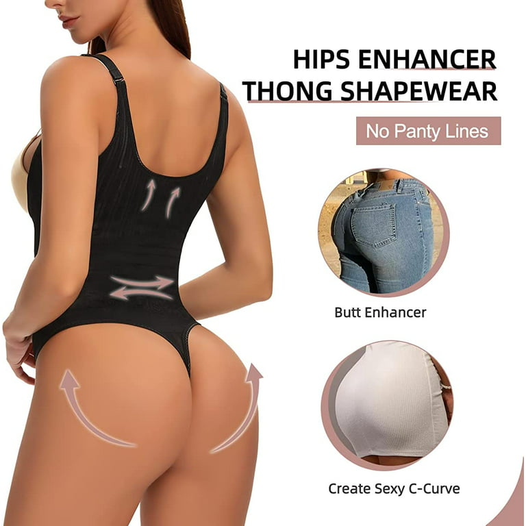 VASLANDA Shapewear for Women Tummy Control Thong Bodysuit Open Bust Body  Shaper