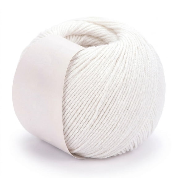 Soft Cotton Yarn for Knitting, Crochet Yarn for Amigurumi, 50% Cotton 50% Acrylic Blend, Lightweight Summer Yarn for Clothes, Breathable & Yarn for DIY Craft Projects, 180 Yards Skein, White