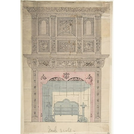 Design for Fireplace and Grate Poster Print by Anonymous British 19th century (18 x