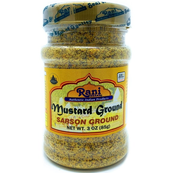 Rani Mustard Seeds Ground, Powder Spice (Rai Sarson) 3oz (85g) PET Jar ~ All Natural | Gluten Friendly | NON-GMO | Vegan | Indian Origin