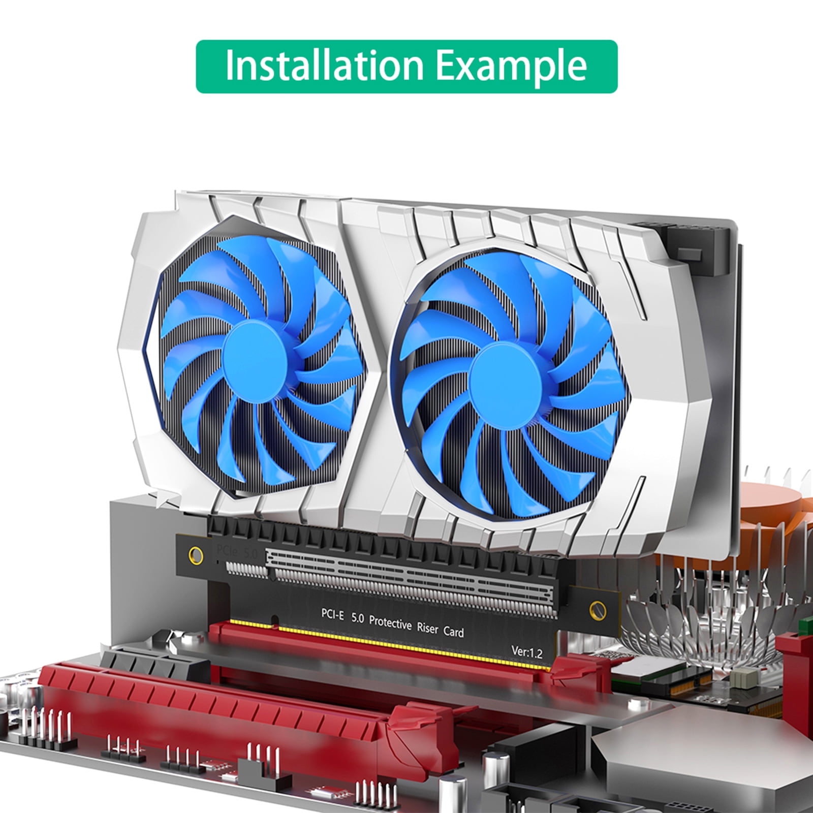 PCIE 16X 5.0 Rising Entended Card 180 Degree Extension Adapter for Computer Connection Desktop Motherboard Extender
