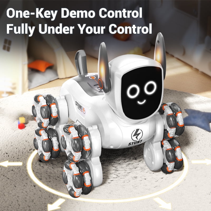 Remote Control Robot Dog Toys, RC Smart Robot Intelligent Pets 8WD Gesture Sensing Stunt Toys with Light and Music, Gifts for 8+ Years Old Boys Kids