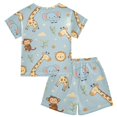 thumbnail image 2 of Monkey Elephant Giraffe Pattern Summer Pajama Set Soft Cotton Short Sleeve Sleepwear 2PCS Pajama Sets Breathable Lounge Set Size 5Y, 2 of 7