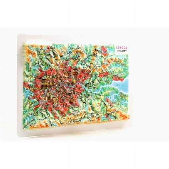 TestPlay 3479 London Raised Relief Map, Rubberized Foam Backing Plus Magnet - Souvenir Size