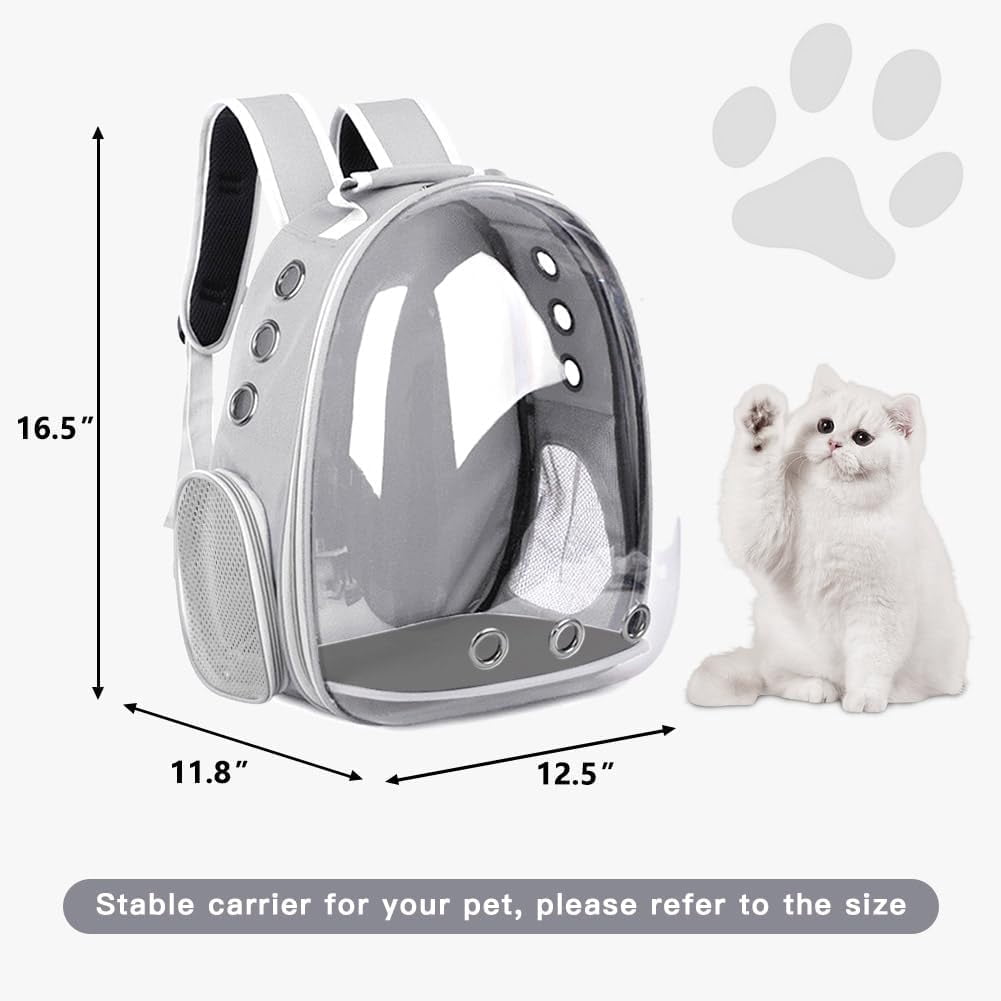 Cat Carrier Backpack, Pet Carrier Backpack for Small Medium Cat Puppy Dog Carrier Backpack Bag Space Capsule, Cat Travel Backpack for Outdoors Travel Hiking Walking Camping (Gray)