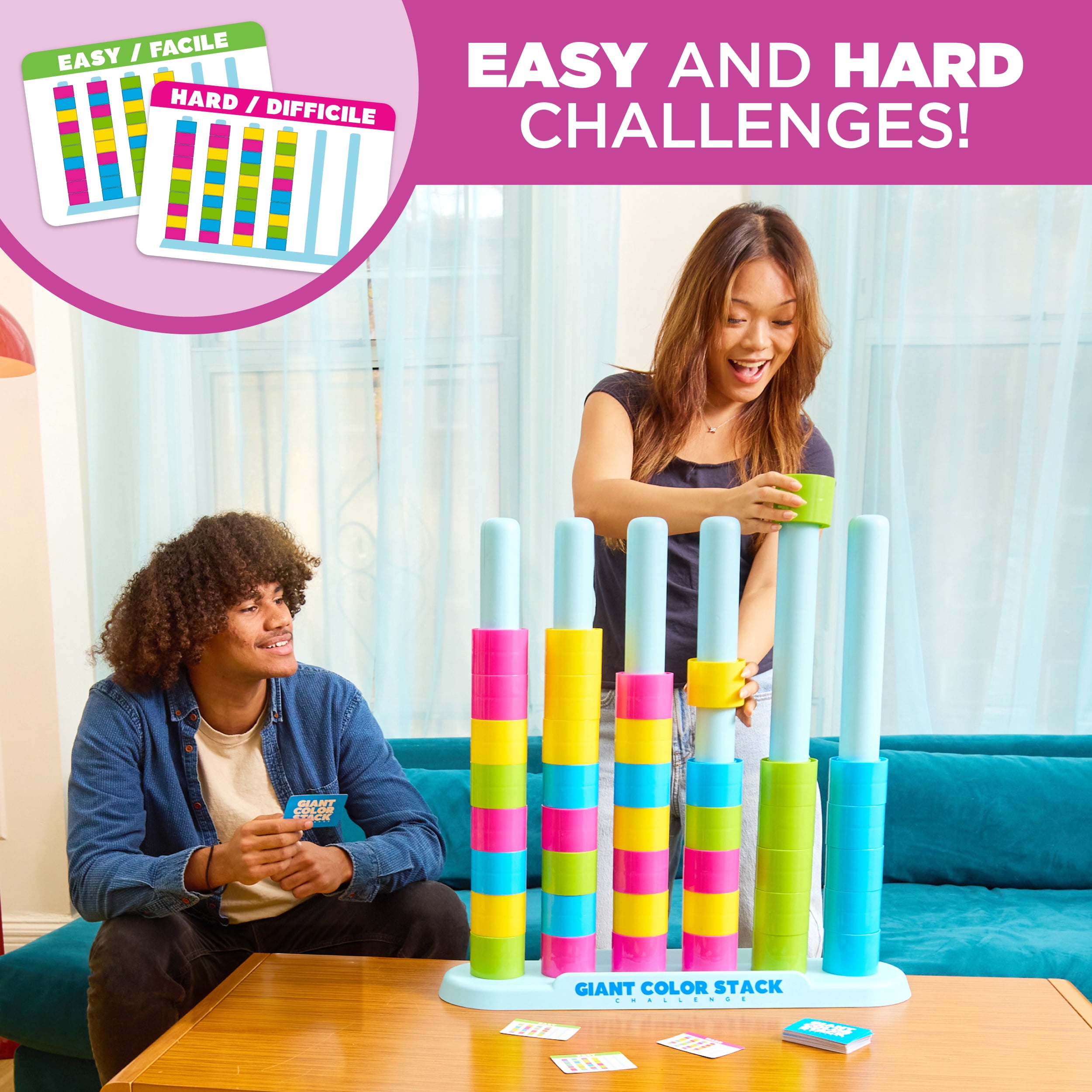Giant Color Stack Challenge by Relatable,  Strategy Stacking Jumbo Outdoor Game for Kids and Adults