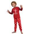 thumbnail image 2 of Yuaguia Red Matching Family Christmas Pajamas Sets, Holiday Tree Graphic Lettering Tops, Buffalo Plaid Raglan Long Sleeves, Snow Dot Pants Sleepwear for Women, Men, Kids, Baby, 2 of 8