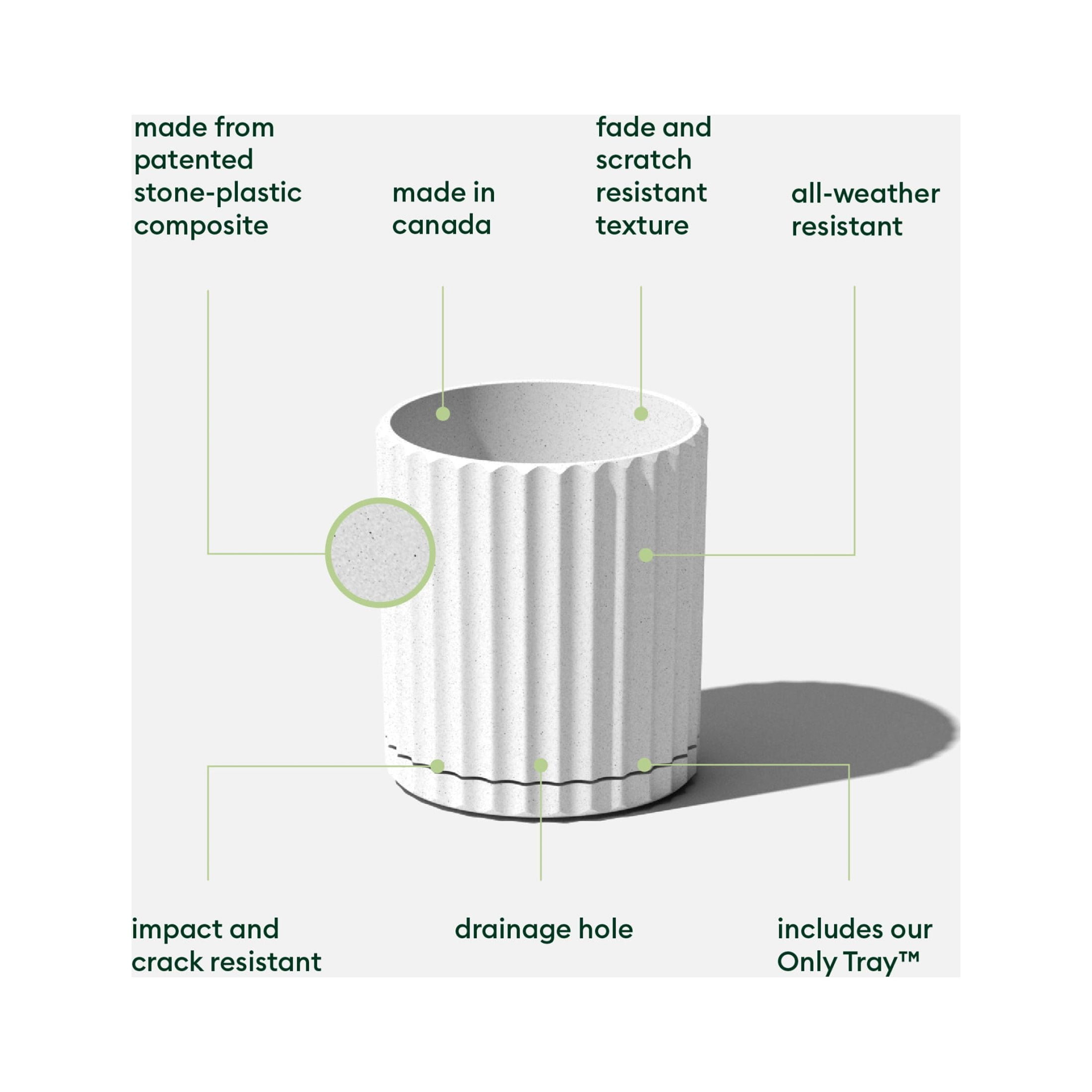 Veradek Mason Series Demi 6" Plastic-Stone Planter - White