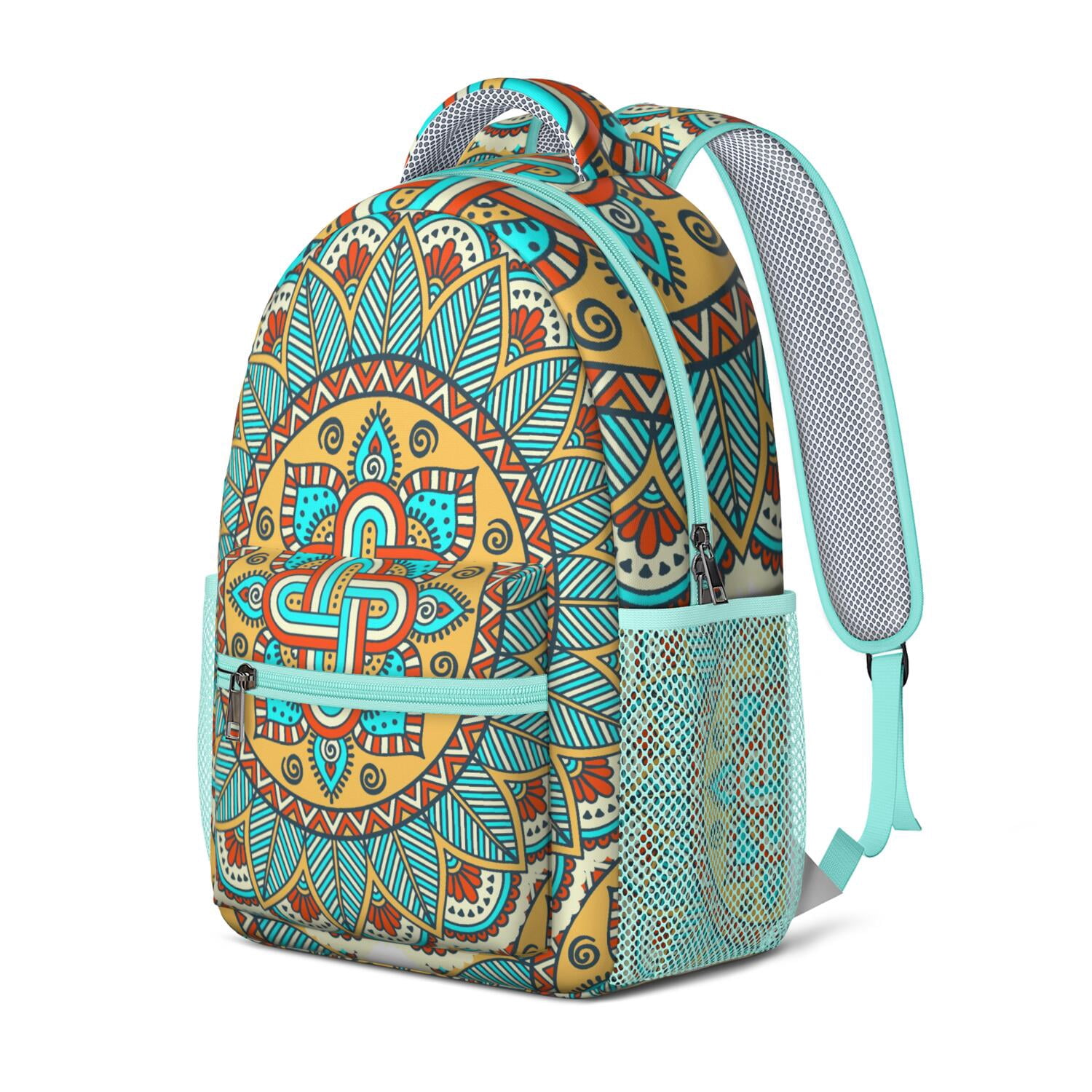 Spiritual Floral Mandala Backpack - Lightweight Durable Bookbag with Padded Straps