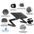 thumbnail image 4 of Executive Office Solutions Portable Adjustable Aluminum Laptop Desk/Stand/Table Vented w/CPU Fans Mouse Pad Side Mount-Notebook-MacBook-Light Weight Ergonomic TV Bed Lap Tray Stand Up/Sitting-Black, 4 of 5
