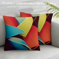 thumbnail image 3 of Abstract Throw Pillow Cushion Cover, Graphic Curved Origami Design with Colored Details Work of Art, Decorative Square Accent Pillow Case,  Orange White, 3 of 5