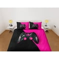thumbnail image 2 of Funda Nórdica Negra y Rosa Gamer, Juego de Cama de Regalo para Chica Videojugadora, 2 of 4