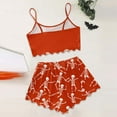 thumbnail image 4 of Bjutir Womens Halloween Pajamas Set Sleeveless Vest Shorts Set Casual Halloween Print Comfortable Sleepwear Set Orange, 4 of 5