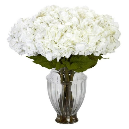 Nearly Natural Large Hydrangea with European Vase Silk Flower Arrangement