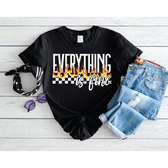 Everything's Fine Black Unisex Graphic Tee