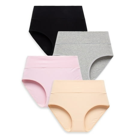 ATOYSOY Women s Plus Size Hip Lifting Cotton Panties  4 Pack Stretchy Shapewear Control Briefs Seamless for Ladies Multipack Solid Lace Panty Comfy Clearance Underpants L