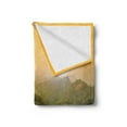 thumbnail image 2 of Landscape Soft Flannel Fleece Throw Blanket, Famous Place in Jinshanling Rocky Fences Dreamy Surreal Image, Cozy Plush for Indoor and Outdoor Use, 60" x 80", Green Earth Yellow, by Ambesonne, 2 of 5