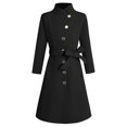 thumbnail image 4 of Winter Long Coat Double Trench Jacket With Lapel Belt And Inner For Cold Weather Outerwear Fashion winter clothing for women, 4 of 4