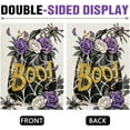 thumbnail image 3 of Halloween Black Pumpkin Boo Decorative Garden Flag, Purple Rose Flower Spider Web Yard Outside Home Decorations, Funny Holiday Burlap Outdoor Small Decor Double Sided 12 x 18, 3 of 6