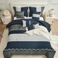 thumbnail image 5 of HIG 7 Piece Embroidery Design Bed-in-a-Bag, Navy King Size Ultra Soft Comforter Set for Adults, 5 of 13