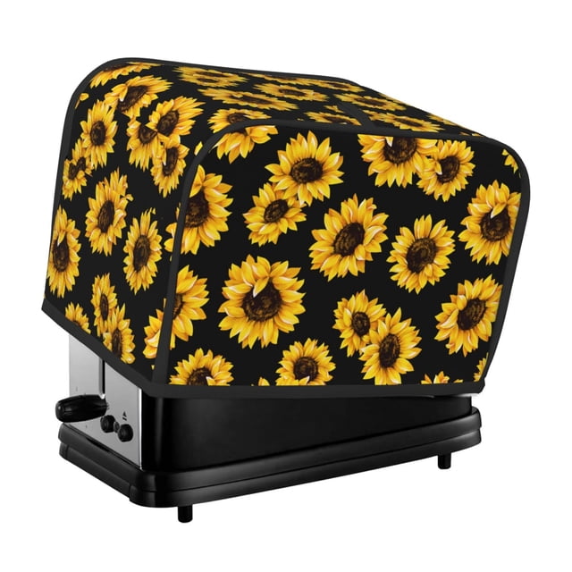 Funda para tostadora LUVOADALA Sunflower Stylish Black, 2 rebanadas