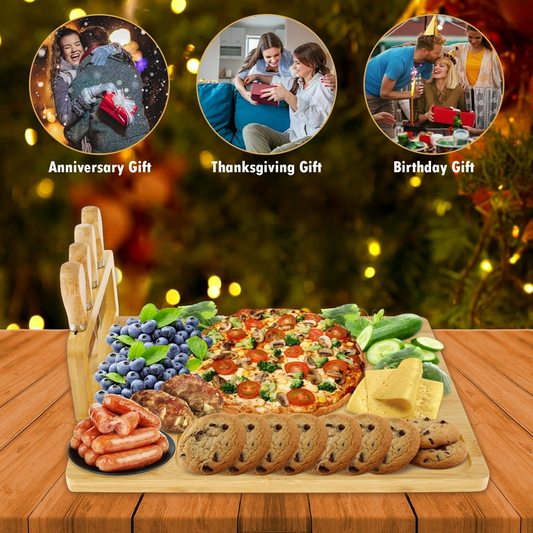 Bamboo Travel Charcuterie Board With Lid And Handle - Versatile