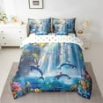 thumbnail image 2 of Erosebridal Dreamy Waterfall Bed in a Bag Twin size, 3D Dolphin Bed Set, Rustic Flower Reversible Bedding Twin Size, Super Cozy Bedroom Decoration, 7pcs, 2 of 6