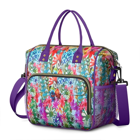 Pioneer Flower Floral Print Pattern Womens Lunch Box for Work,Insulated Large Lunch Bag for Tween and Teen,Loncheras Para Mujer,Leakproof Adult Lunch Bag for Work,Beach,Travel,Picnic,Camping