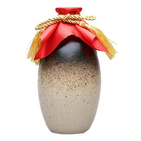 

Panda Superstore PS-HOM367144011-SUE02939 16 oz Gradient Ceramic Empty Bottle Chinese Small Flagon with Cloth Cover Wine Jar Brown