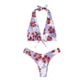thumbnail image 4 of Moda mujer Split traje de baño Show cintura Halter Tie impresión Sexy Bikini Fridja  nalpqowj19943, 4 of 5