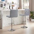 thumbnail image 3 of Peatuk Set of 2 Bar Stools, Elegant PU Leather Counter Height Adjustable Swivel Stool with Back, Gray, 3 of 8