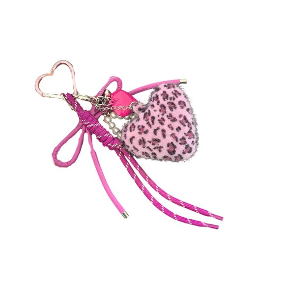 Lovely Bag Charm Pendant Keyring Star Plush Heart Braided Rope Keychain Bag Charm for Backpack Purse Handbag Decoration