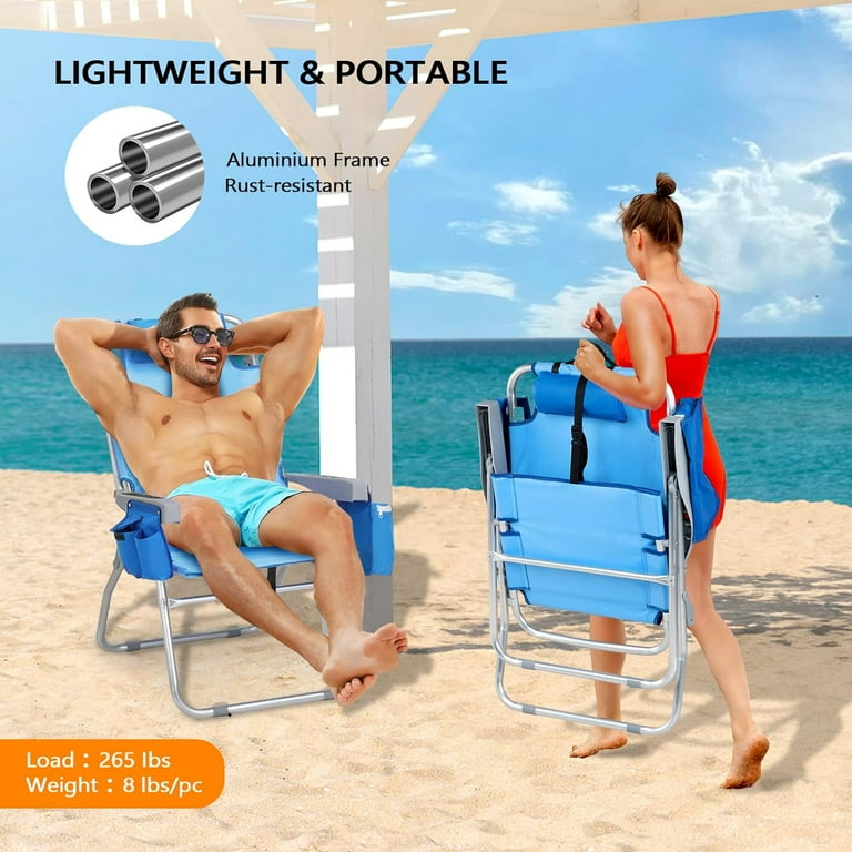 5 position beach chair with cup holder sale