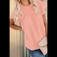 thumbnail image 5 of Blusas Casuales de Corta con Cuello Redondo, Encaje, Crochet y Pompones para Mujer, Color Rosa, Talla S, 5 of 7
