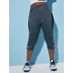 thumbnail image 2 of Talla grande de encaje cráneo hebilla recorte capri leggings Rosegal Leggings de talla grande, 2 of 5