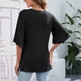 thumbnail image 4 of Women's Blouse Tops 3/4 Bell Sleeve Loose V Neck Shirt Dressy, 4 of 5