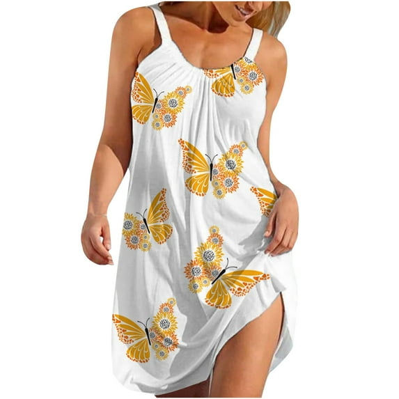 Samickarr Summer Savings Clearance Summer Dresses For Women 2023 Sundresses For Women Crewneck Short Sleeve Mini Dresses Floral Print Hem Beach Dress Plus Size Swimsuit Coverup For Women