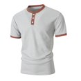 thumbnail image 4 of IhhxPro Men's Short Sleeve Henley T-Shirt with Button Detail Contrast Collar Casual Cotton Slim Fit Everyday Wear Summer Top S-3XL, 4 of 7