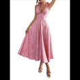 thumbnail image 1 of Vestido de Fiesta para Mujer, de Satén Bordado, con Corsé en Forma de A y Corte en A para Cóctel. Rosa L, 1 of 8