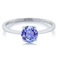 thumbnail image 2 of Gem Stone King 10K White Gold Blue Tanzanite Solitaire Engagement Ring for Women (0.90 Cttw, Round 6MM, Gemstone December Birthstone, Size 9.5), 2 of 5