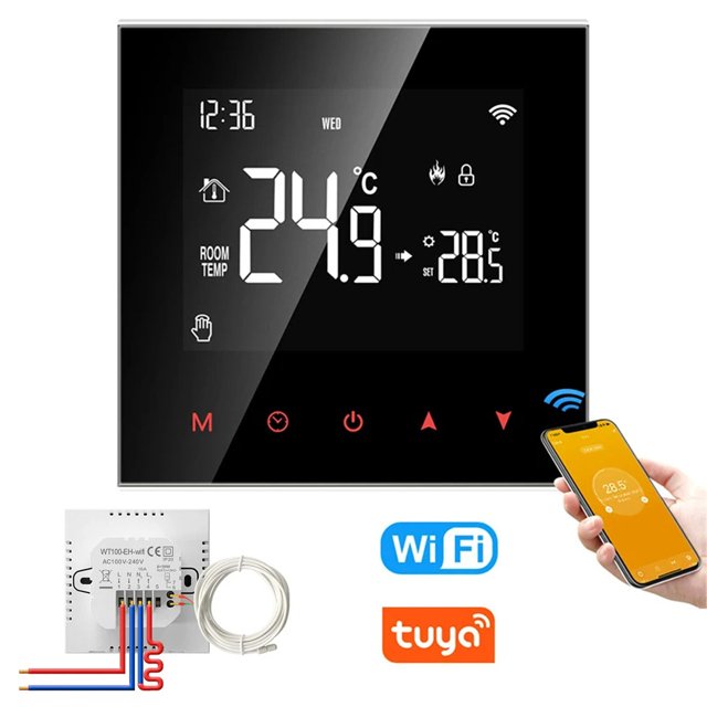 Termostato inteligente wifi para calderas de agua/gas, termostato digital para
